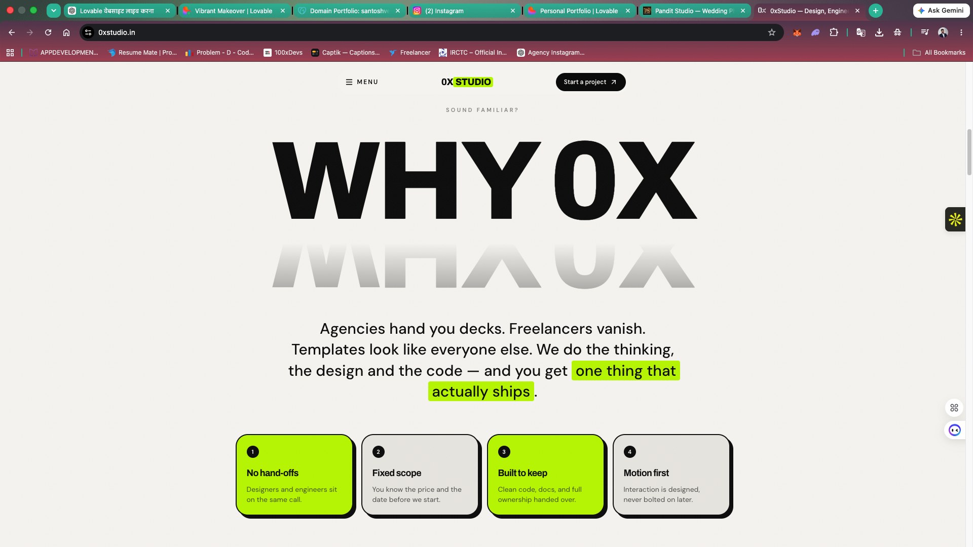 0xStudio website preview