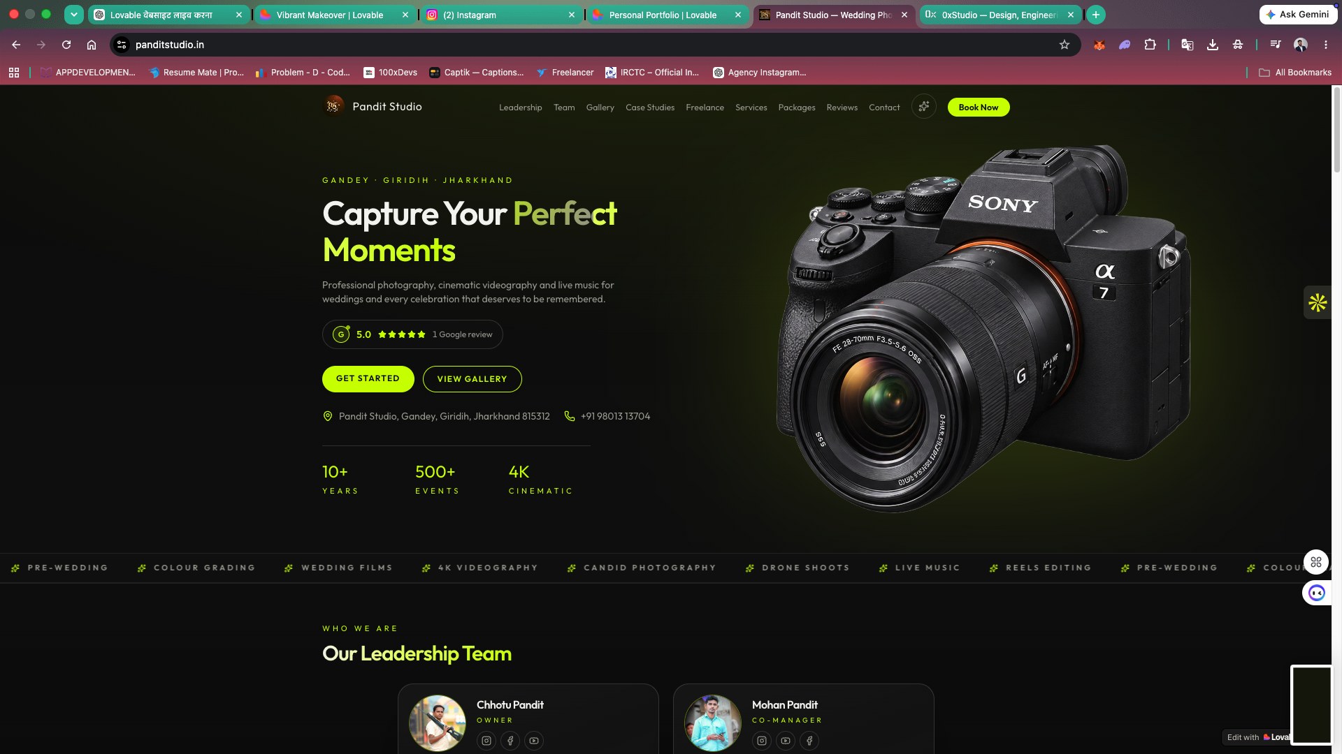 Pandit Studio website preview